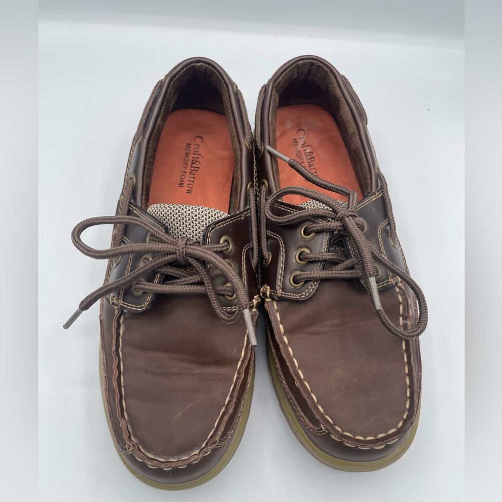 Croft & Borrow Dark Brown Memory Foam Boat Shoes, Men’s Size 8